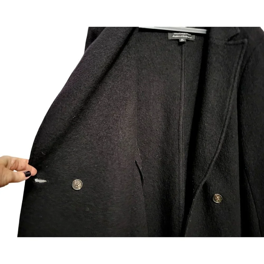 J. Crew Daphne Topcoat Italian Boiled Wool Black Coat